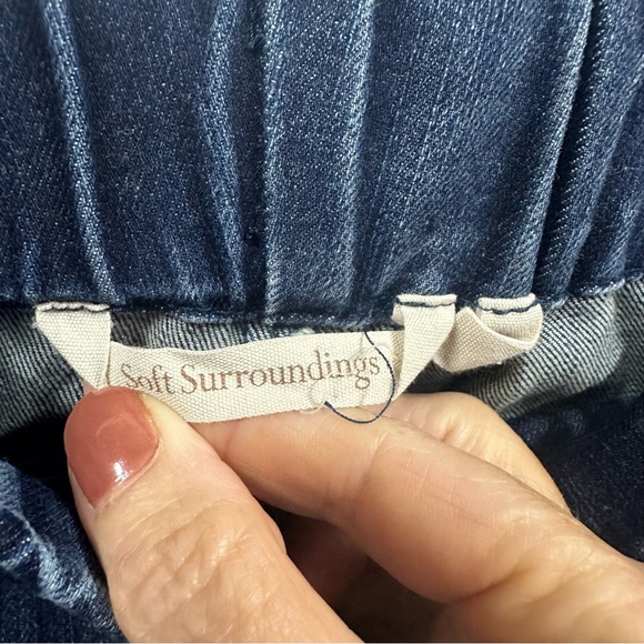 Soft Surroundings Metro Floral Embroidered Pull On Stretch Blue Jeans Petite S - Picture 14 of 15